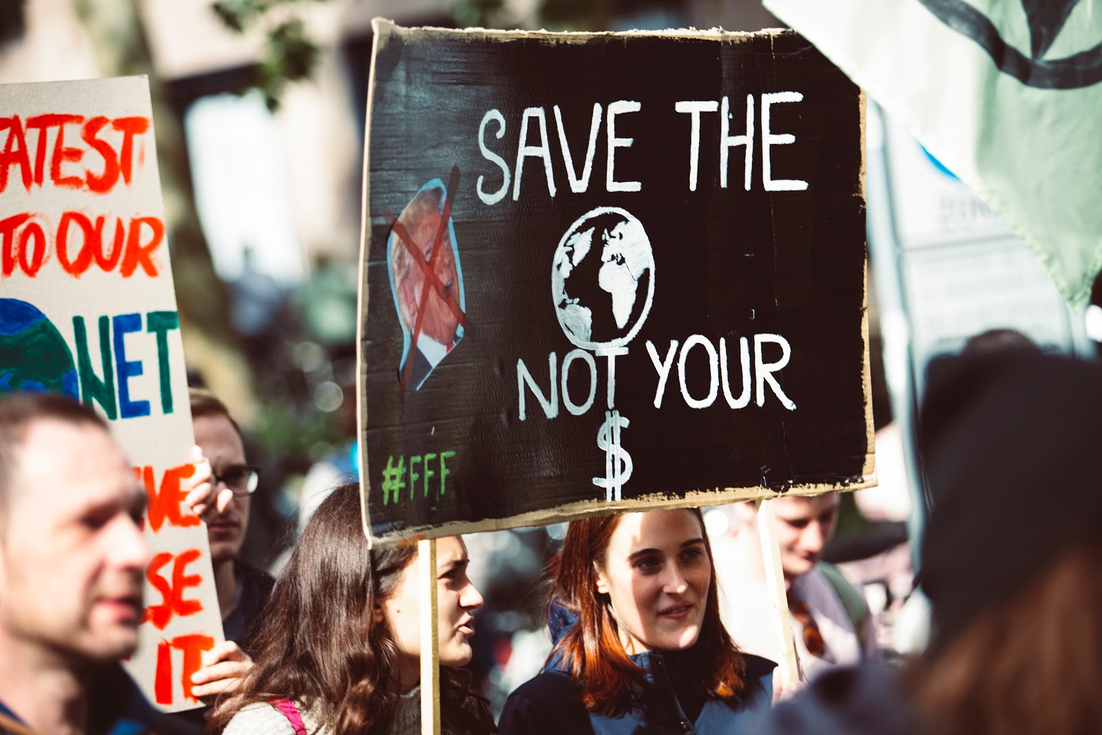 Climate crisis protest banner