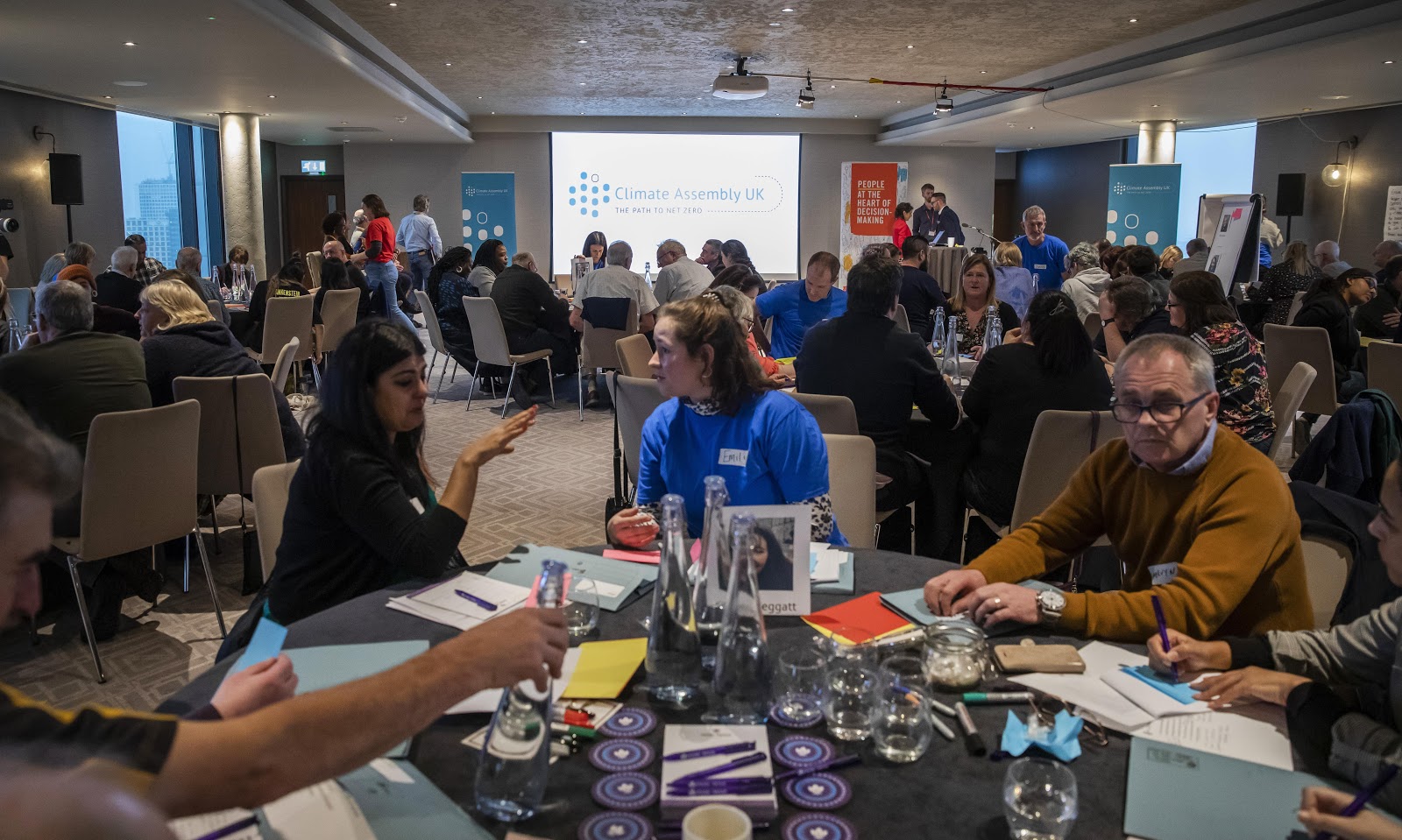 Participants in discussion at Climate Assembly UK in Birmingham, 2020